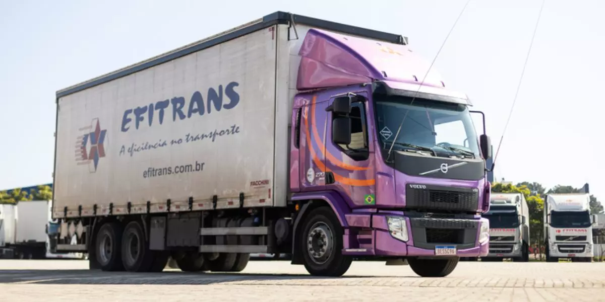 A foto mostra um caminhão da Efitrans Transportes