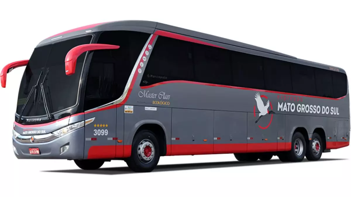 Ônibus da frota da empresa Expresso Mato Grosso do Sul