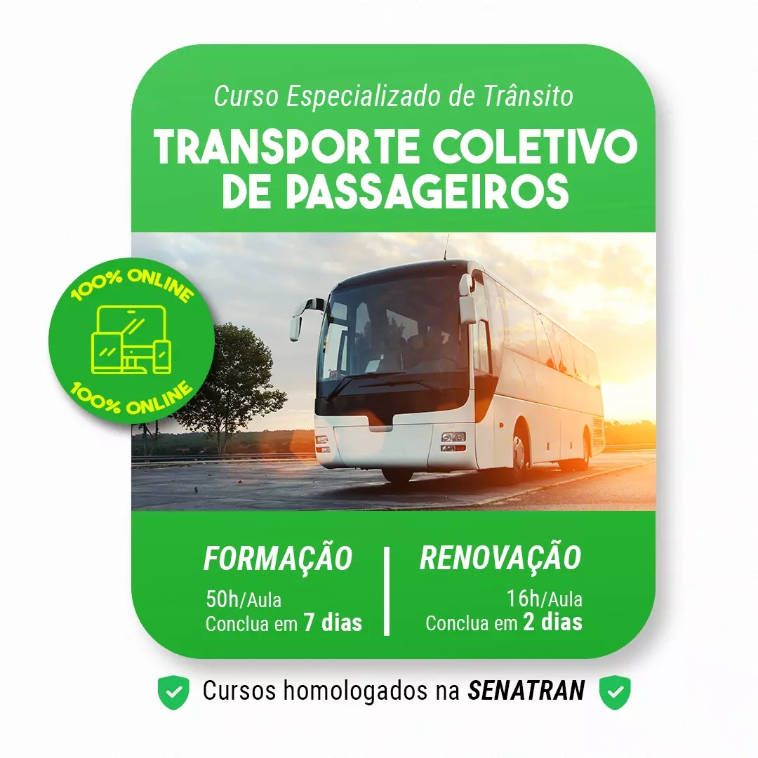 A imagem mostra uma Divulgação de curso do Transporte Coletivo de Passageiros