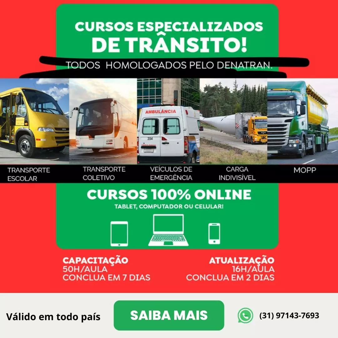 A imagem mostra uma divulgação de curso especializado para motoristas