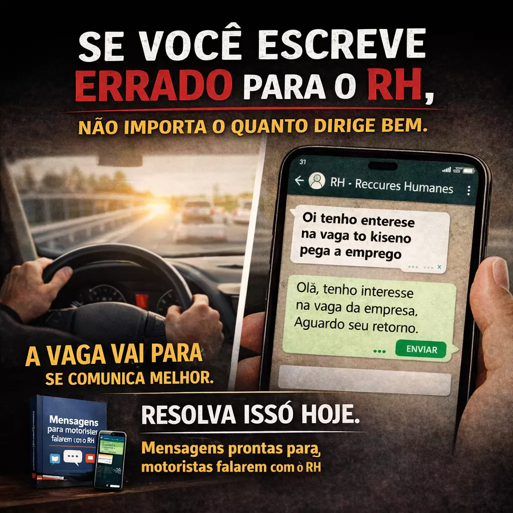 Divulgação do infoproduto mensagens para o motorista falar com o RH