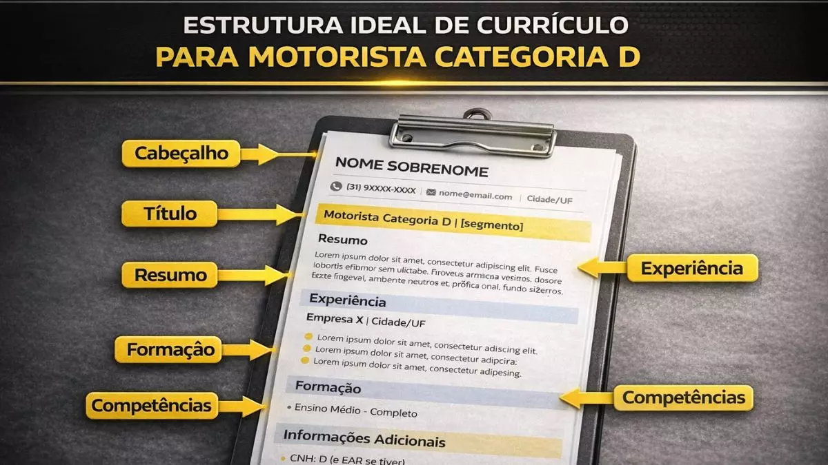 Estrutura ideal de currículo para motorista categoria D