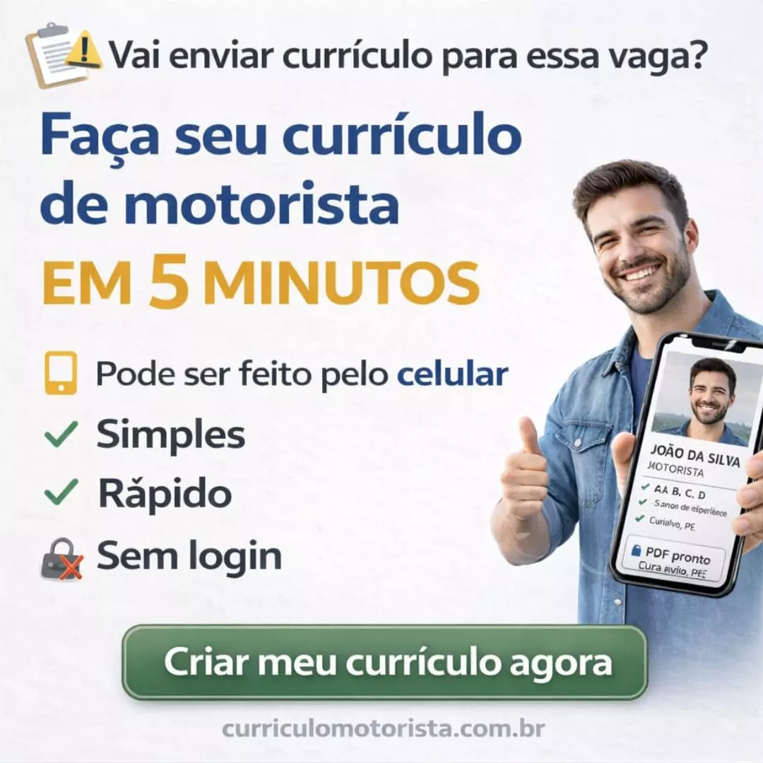 Divulgação do aplicativo curriculo motorista - Criar currículo agora