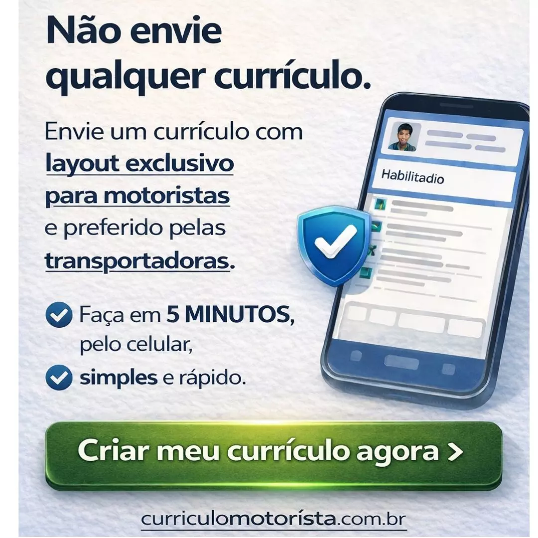 Divulgação do aplicativo curriculo motorista - Criar currículo agora
