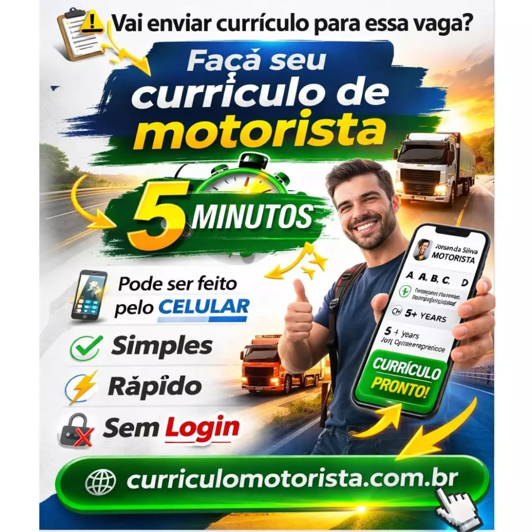 Divulgação do aplicativo curriculo motorista - Criar currículo agora