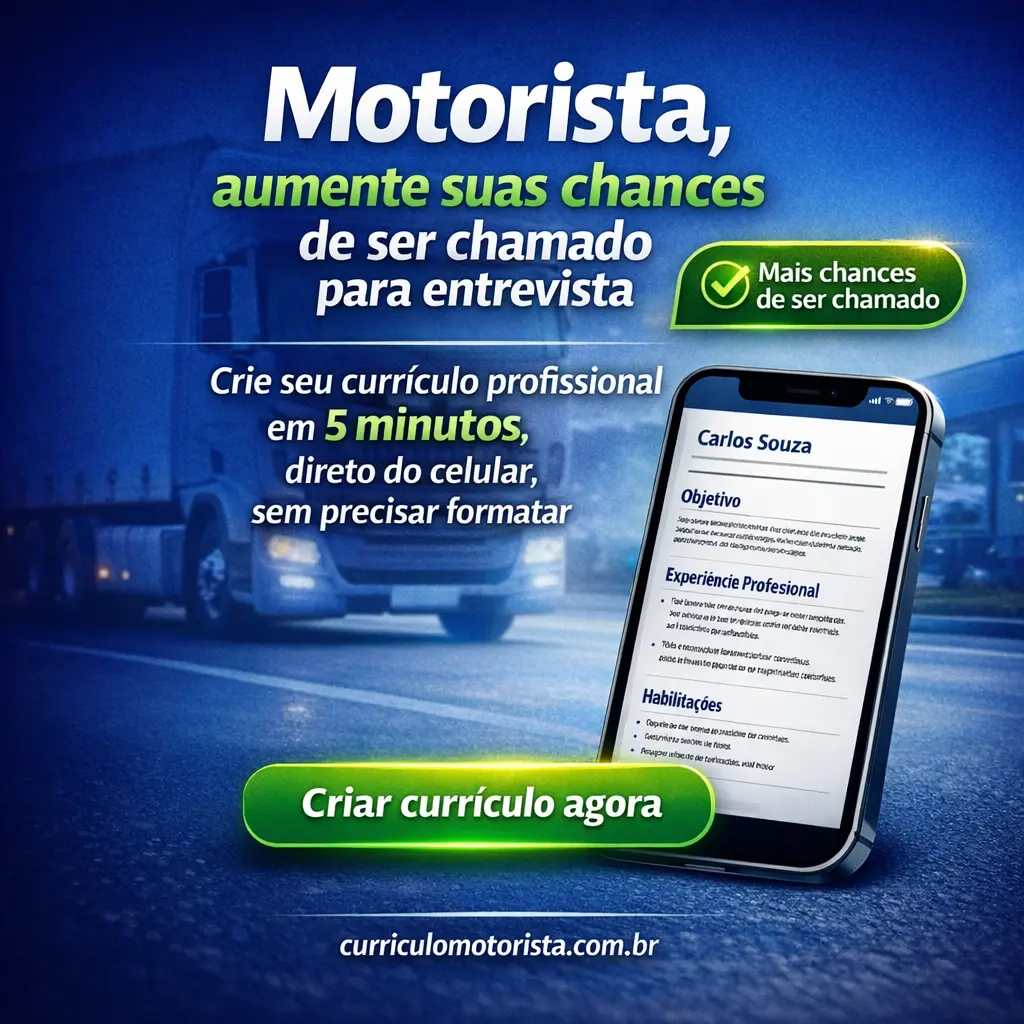 Divulgação do aplicativo curriculo motorista - Criar currículo agora