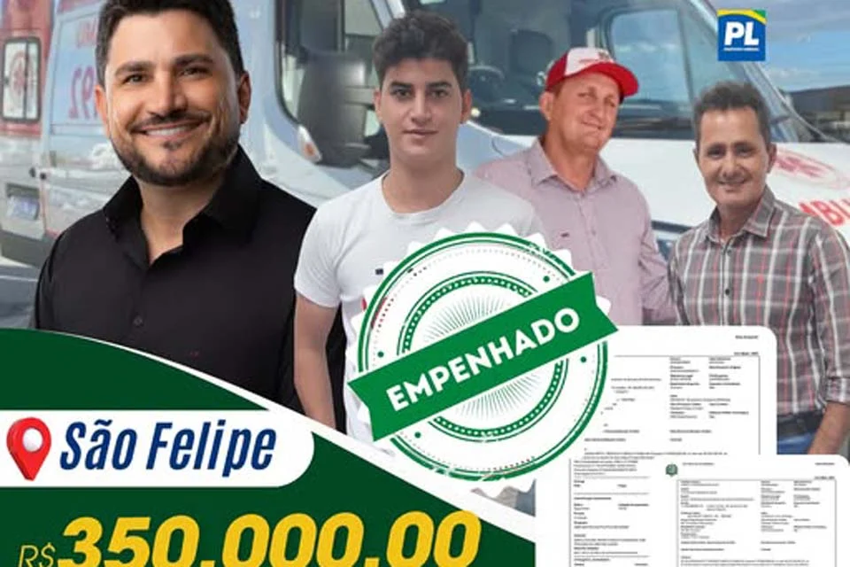 Articulação do deputado Jean Mendonça garante nova ambulância para São Felipe do Oeste