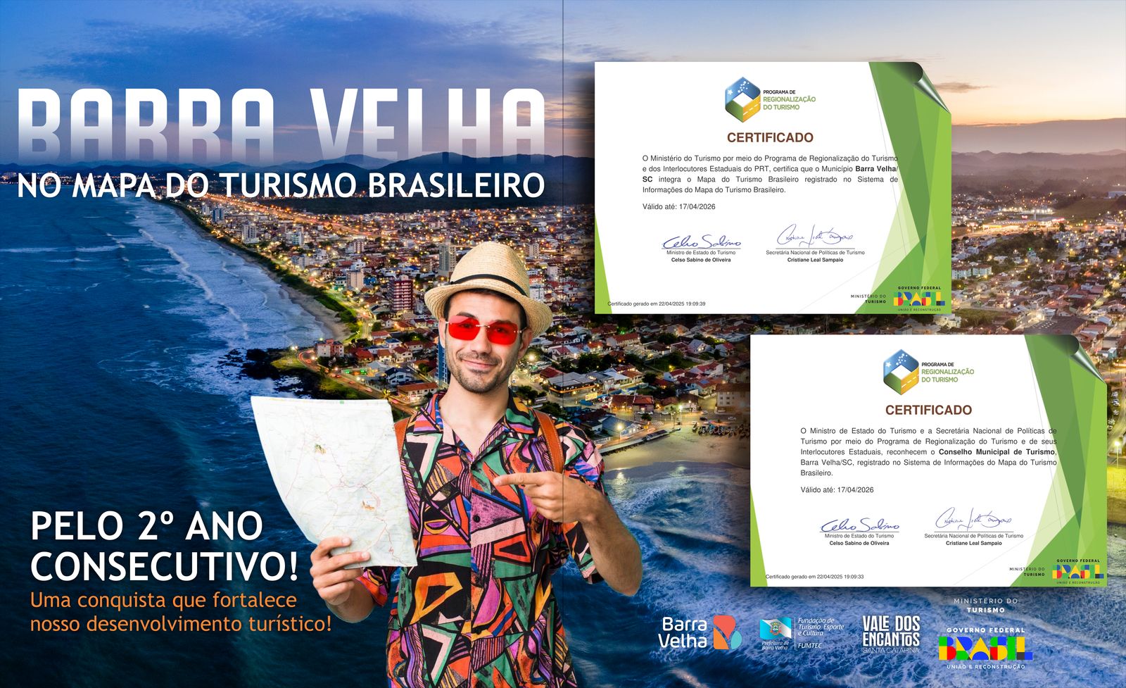 É OFICIAL: Barra Velha está, pelo 2º ano consecutivo, no Mapa do Turismo Brasileiro!