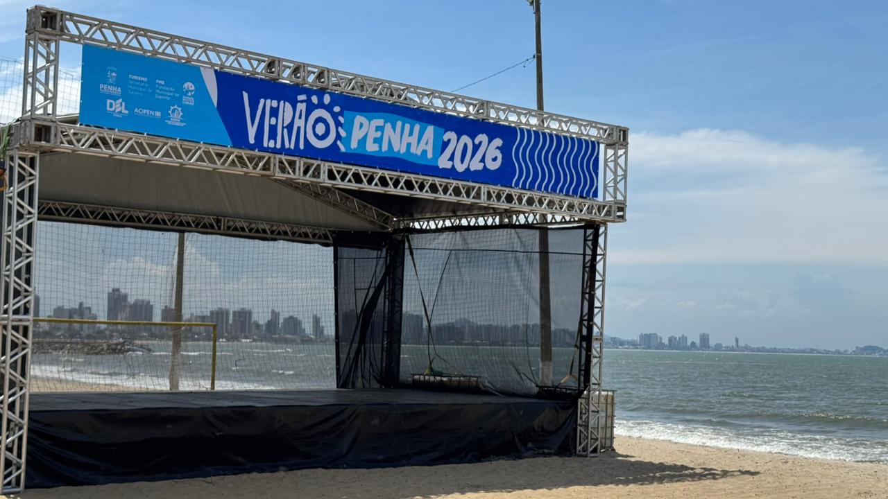 Arena Verão 2026 começa neste sábado na Praia Alegre em Penha