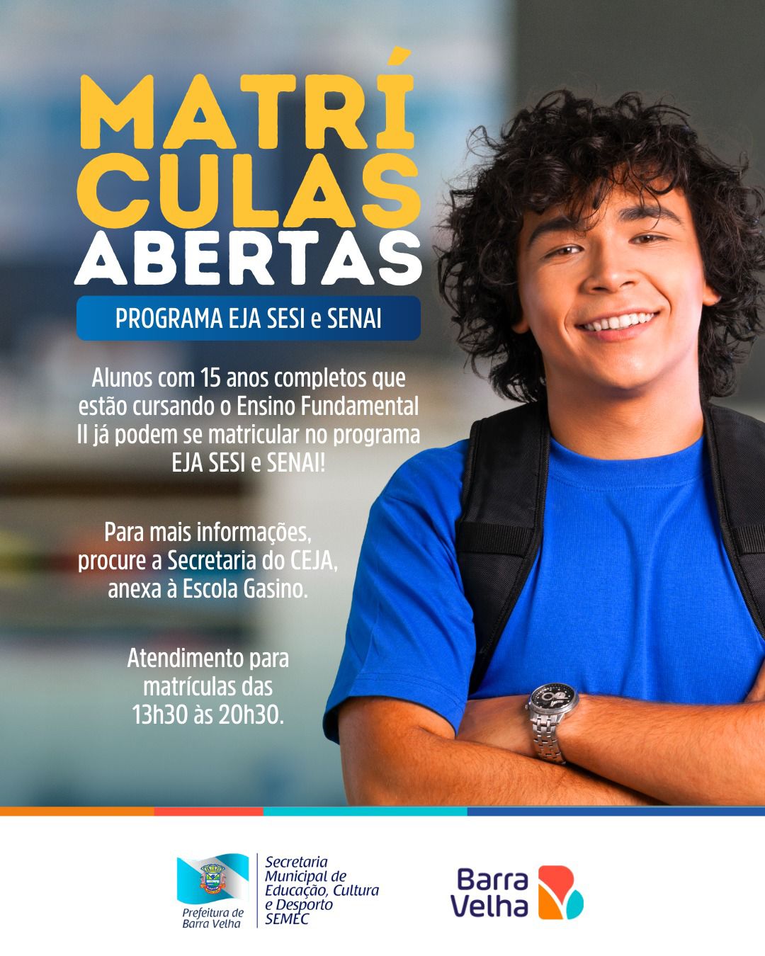 MATRÍCULAS ABERTAS – PROGRAMA EJA SESI e SENAI!