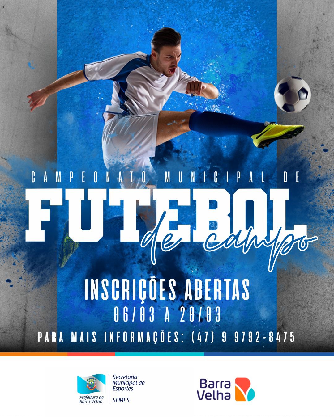 Inscrições abertas para o Campeonato Municipal de Futebol de Campo 2026