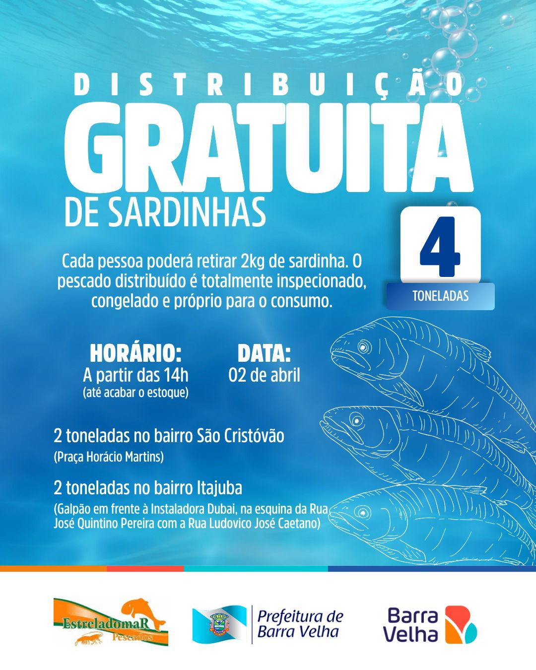 Distribuição gratuita de sardinha em Barra Velha