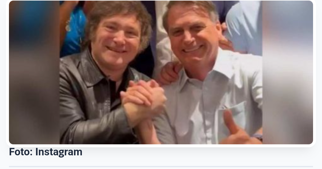 Milei compartilha publicação que mostra Bolsonaro e chama Lula de 