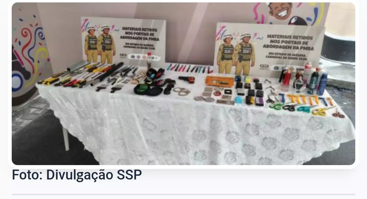 1448 objetos proibidos são apreendidos pela PM no 2º dia de carnaval